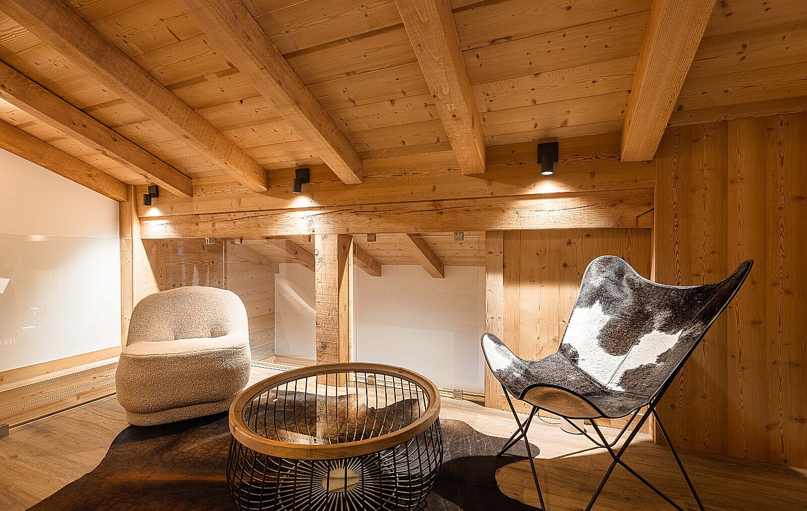 Intimate loft corner with stylish seating